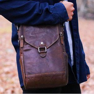 Leather Two Bottle Wine Carrier /Messenger Bag